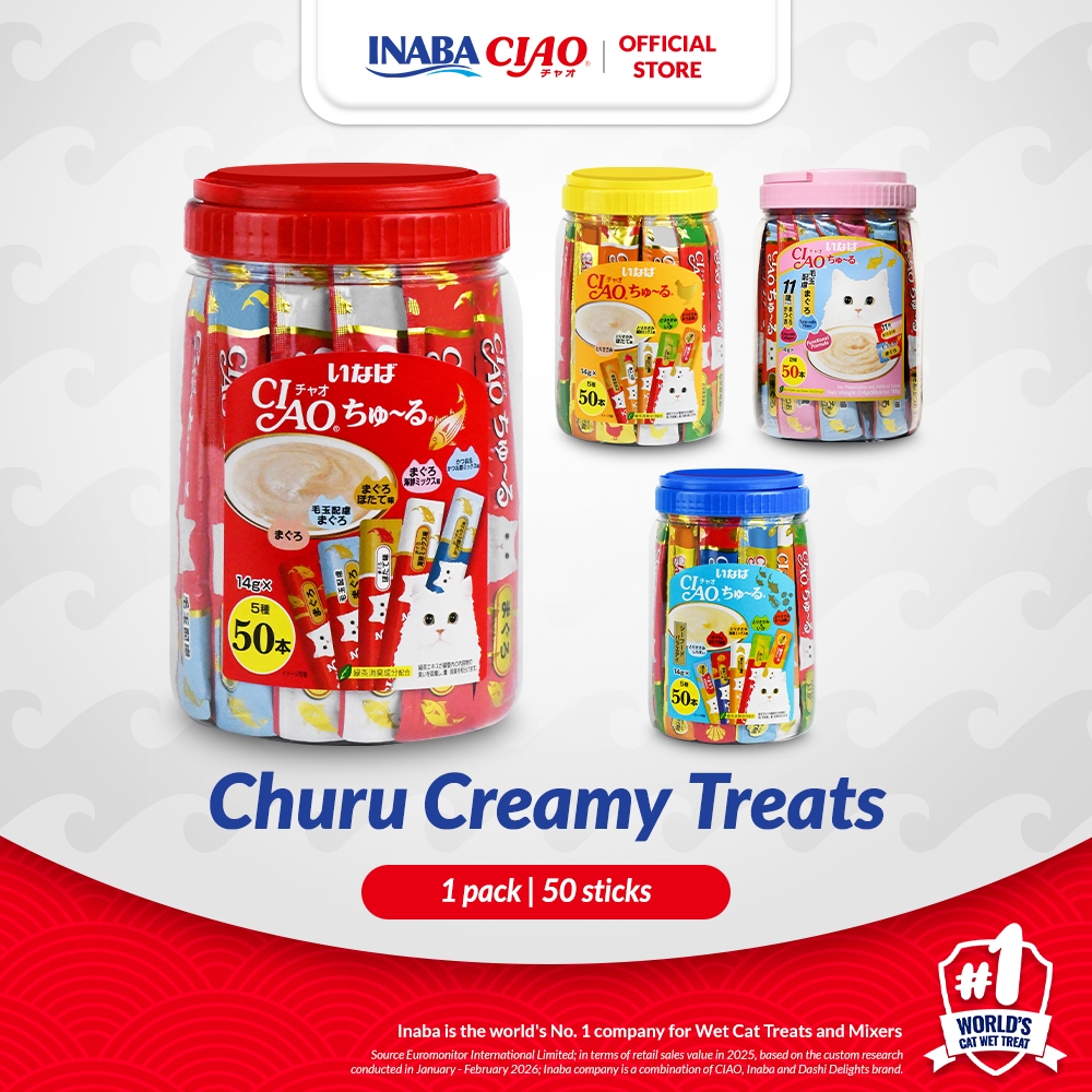 INABA CIAO Churu Creamy Treats Tuna Mix 50 Pcs Snack Kucing