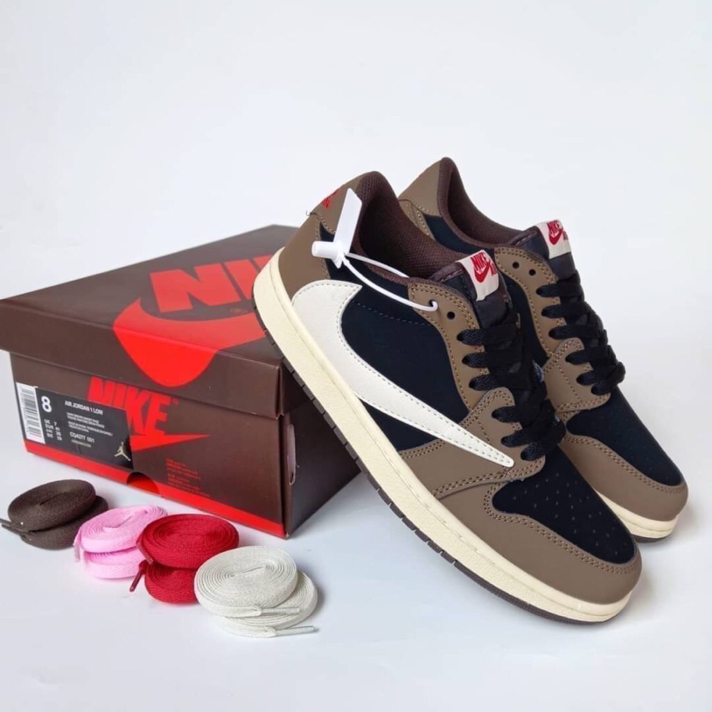 ( Abuy project ) Sepatu Sneakers Nike Air Jordan 1 Low x Travis Scott Mocha