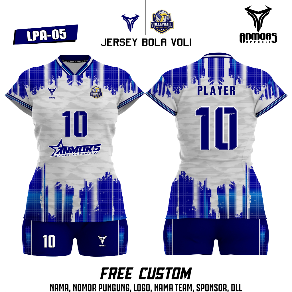jersey voli wanita full printing setelan baju volly wanita free tambah nama