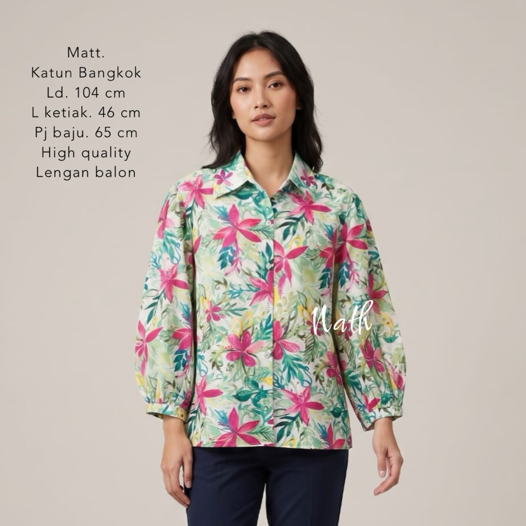 Miska-Atasan wanita motif bunga blouse wanita model korea