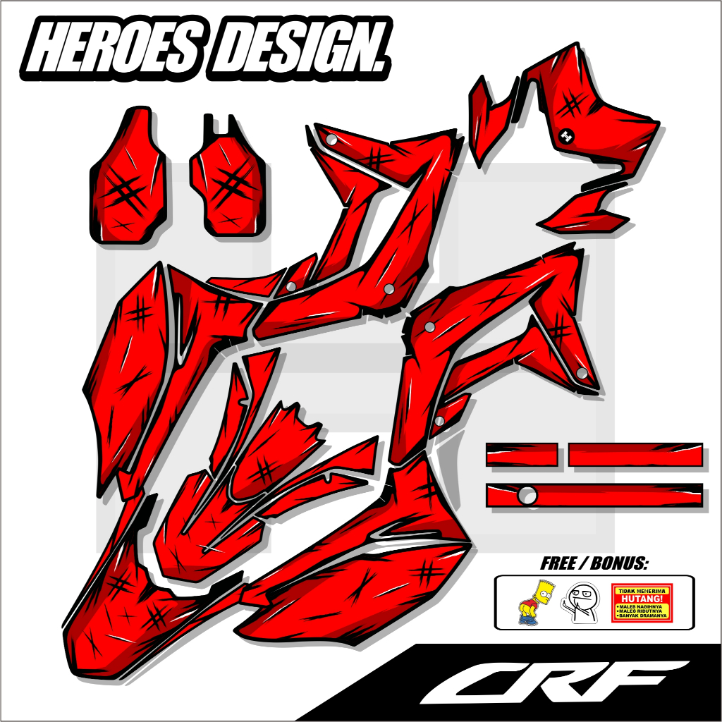 Decal Stiker Honda CRF 150 L Motif Keren Anime/Cartoon Full body Premium FREE CUSTOM Heroes Design 2