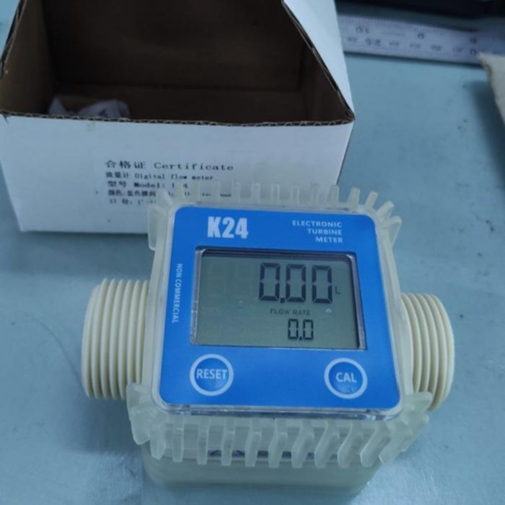 Flow meter Digital K24 Elektronik Turbine Meter kimia/minyak/Air 1 inch