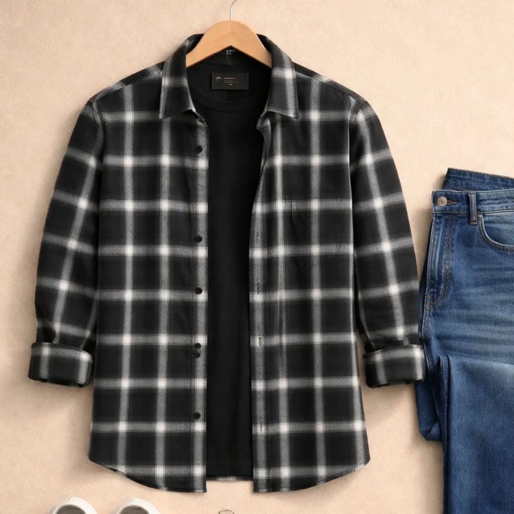 KEMEJA FLANEL F2D BAHAN SEMI WOOL PREMIUM