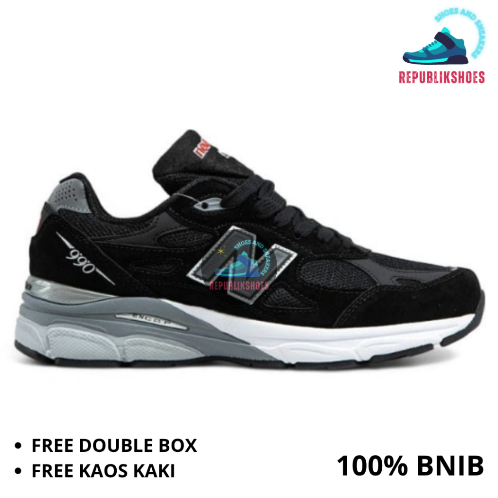 Sneakers Pria 990 V3 Made In Usa Black
