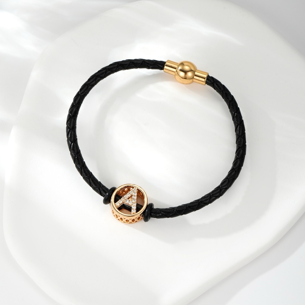 Hyl Jewelry 725B Couple Gelang  titanium huruf titanium lapis emas bola kristal berlian xuping Perhi