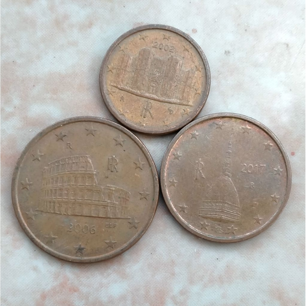 Koin Kuno Italia Euro Cent set nominal 1 - 2 - 5 Cent