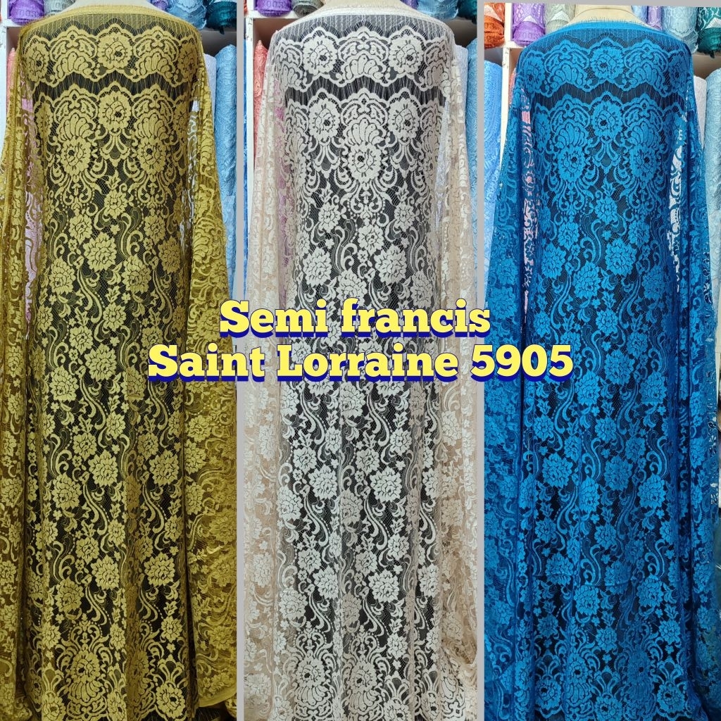 Kain Brukat Semi Prancis 2,5m| kebaya premium|kebaya besan|kebaya pengantin|terpopuler|bahanKebaya|G