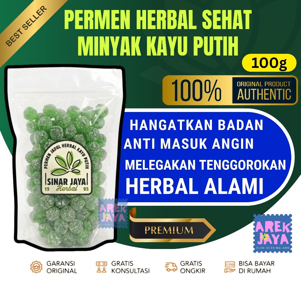 Permen Mint Kayu Putih Herbal Kemasan 100gr / Permen Minyak Kayu Putih Jadul Asli Strong
