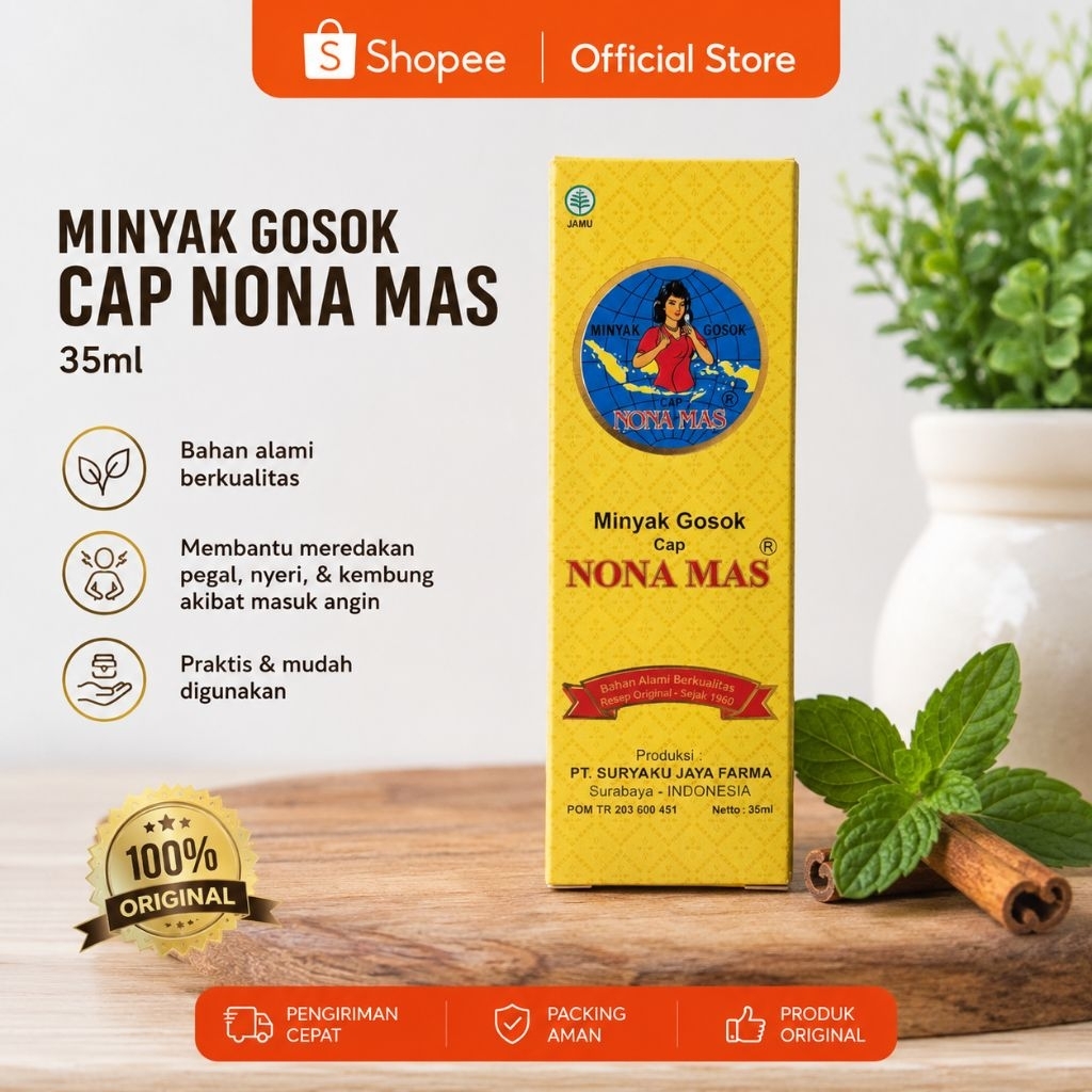 Nona mas minyak gosok termurah original asli 100% 35ml wangi rempah alami bahan natural exp 2028 sto