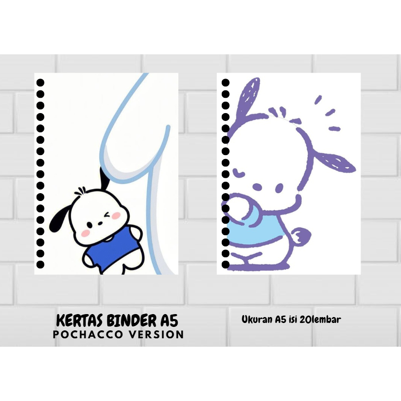 (50 LBR) KERTAS BINDER LOOSE LEAF REFILL A5 POLOS PUTIH GARIS POCHACCO KARAKTER CUTE CUSTOM