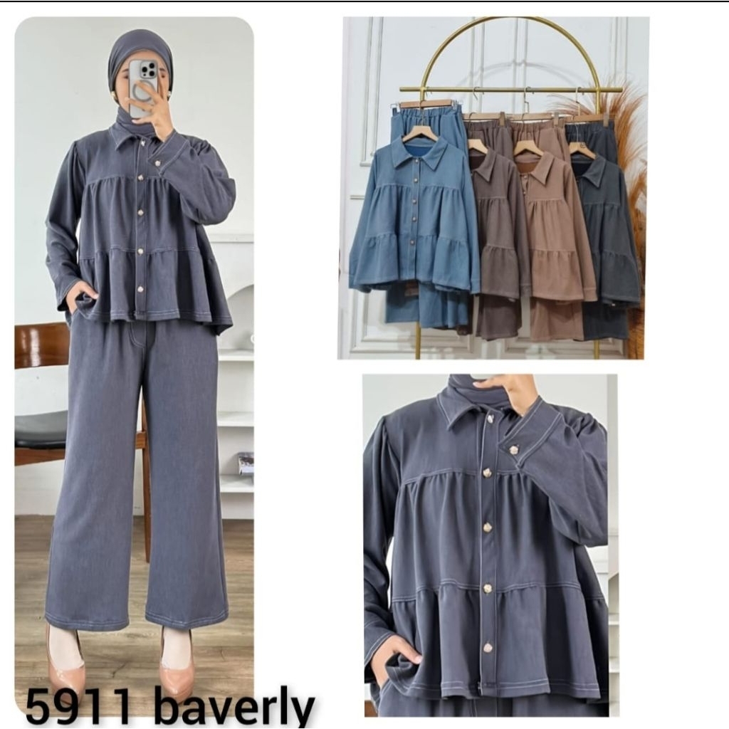 Setelan Celana Babydoll Baverly Premium Cantik Terbaru Kekinian CLARKE ORI