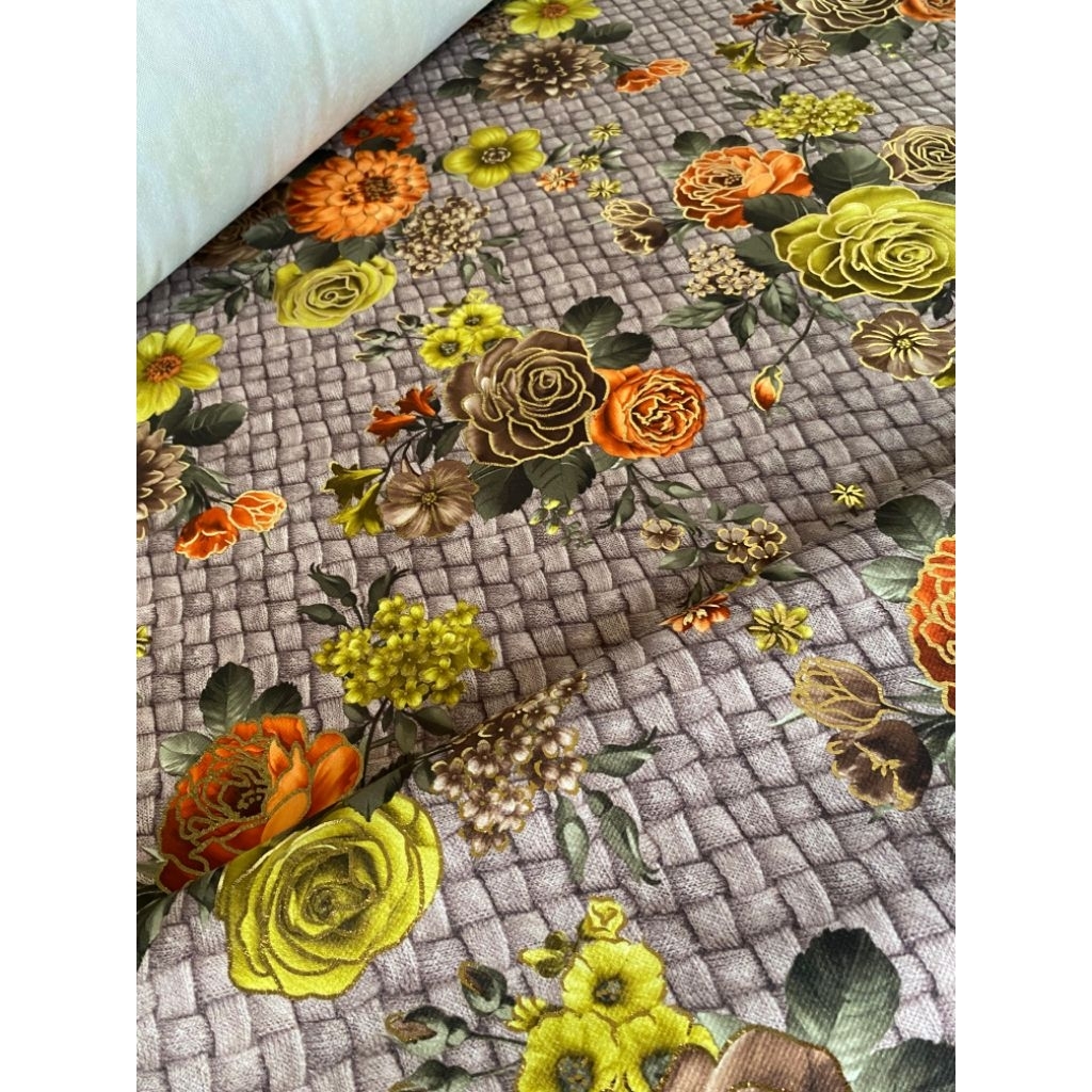 Kain Sofa Bludru Velvet Motif Bunga // Bahan Kursi Sofa Beludru Printine // Bahan Bludru Motif