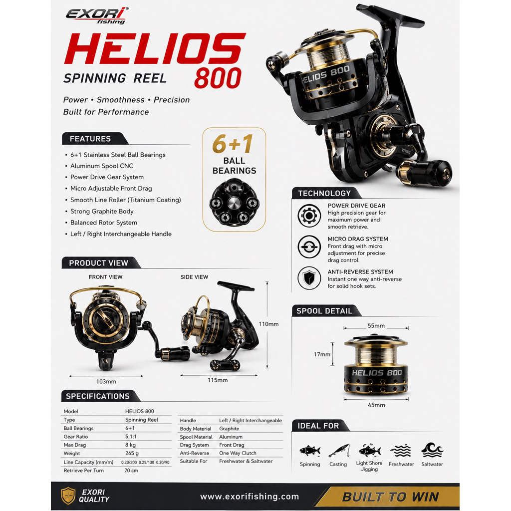 Reel Spinning Exori helios 800~1000 (power handle)