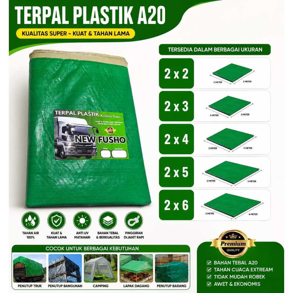 Terpal Tebal 2x3 2x2 2x4 Meter A20 Super Korea Tutup Truck Tenda Lembaran Jemuran Alas Berkemah