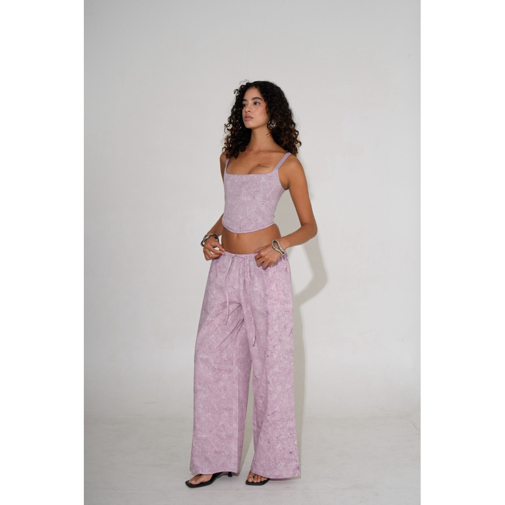 Hibiscus Corset Top - Atasan Korset Ungu Soft Aesthetic Bunga Lilac