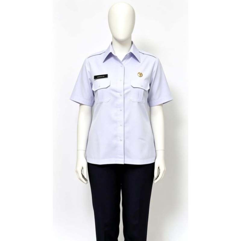 Seragam PDH Wanita warna Putih Lengan Pendek