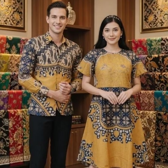 Batik Pasangan Batik Couple Sarimbit Alila Tampil Mewah Elegant / Tunik Batik Lapis furing kain halu
