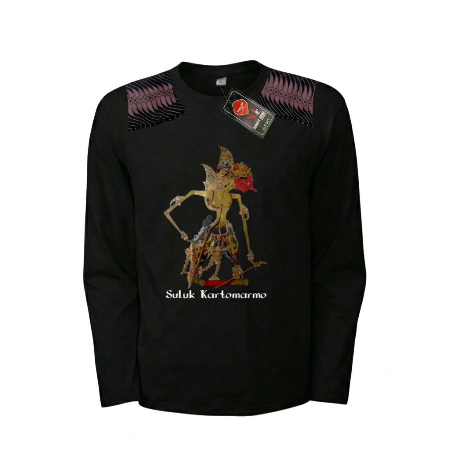 Marsjava - Atasan Kaos Dewasa Lengan Panjang Motif Wayang Jawa Terbaru Cotton Combed 24s