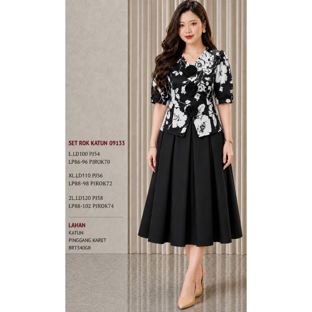 SET ROK WANITA DEWASA 09133 BAHAN KATUN TERSEDIA UKURAN STANDAR DAN JUMBO