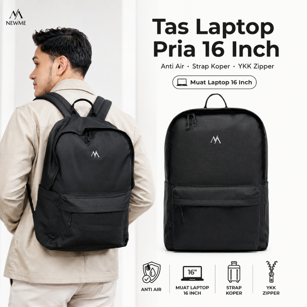 Tas Laptop Pria 16 Inch Anti Air Ransel Kerja Premium Backpack Kantor Strap Koper - Pro Backpack
