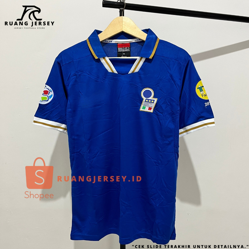 Jersey Sepak Bola Retro Classic Italia Home 1996 Baju Sepak Bola Pria Dewasa