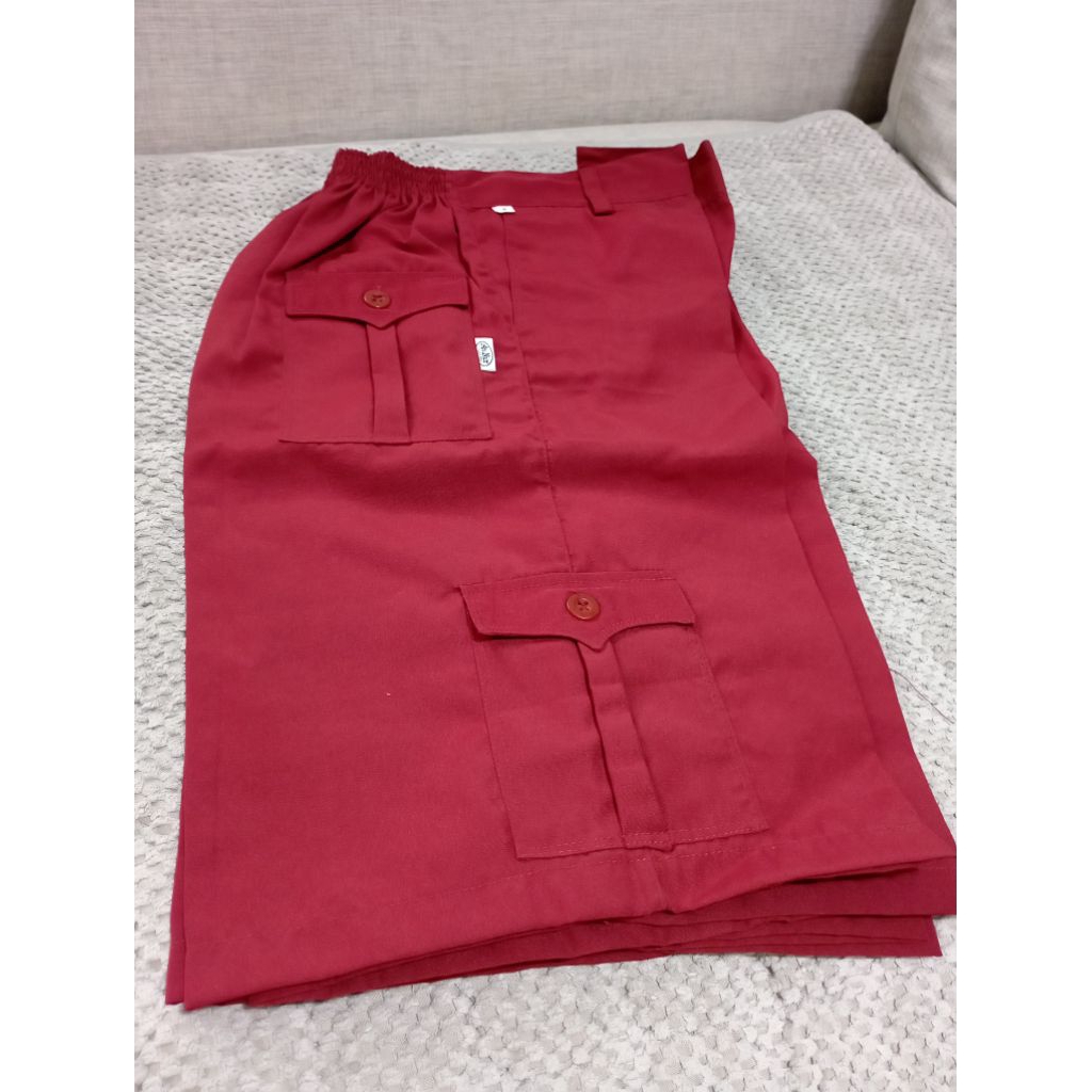 Celana SD Merah Pendek Kantong Samping, Seragam Sekolah SD