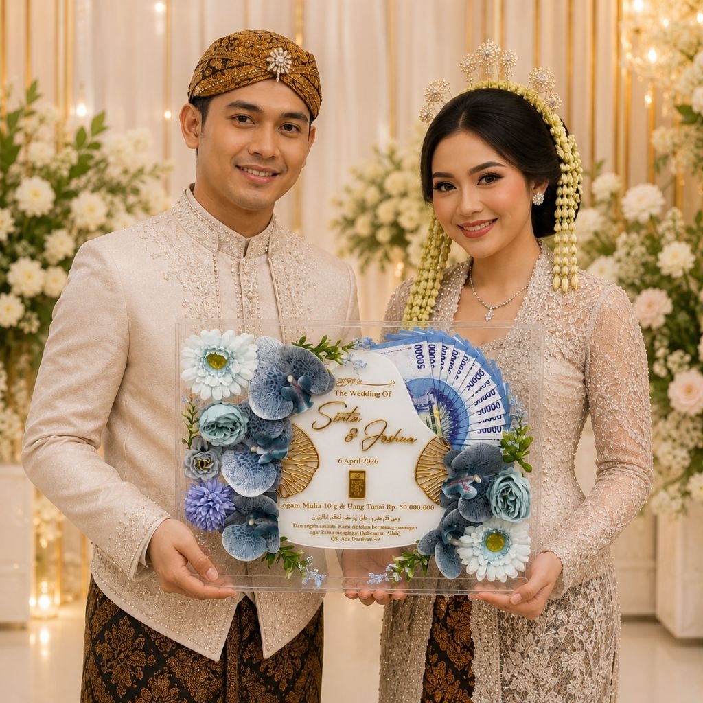 Instan, Dikirim Dalam 24Jam - Mahar Pernikahan Akrilik Custom Murah 30x40 - Mahar Wedding Frame Eleg
