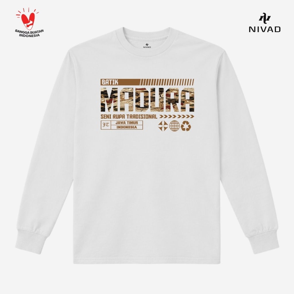 Nivad Kaos Baju Lengan Panjang Kerajinan Seni Rupa Tradisional Jawa Timur Madura Batik