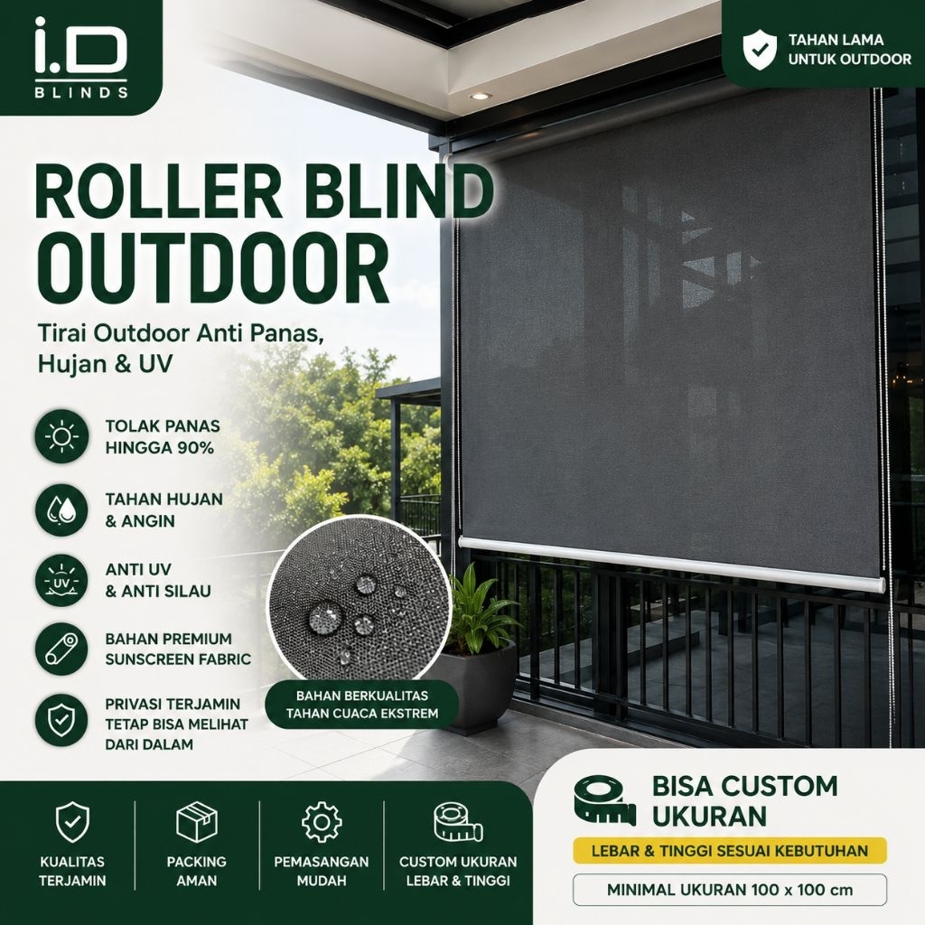 Roller Blind Outdoor Anti Panas Anti UV Tirai Suntex CustomTirai Roller Blind Outdoor Suntex