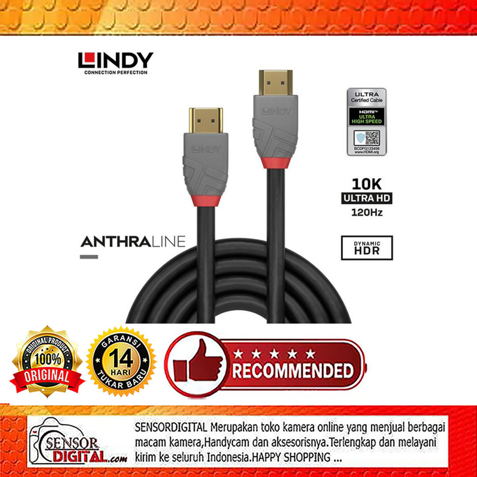 Lindy Kabel HDMI Ultra high Speed HDMI to HDMI Anthra 1M 2M - 36952 36953 - 1m 36952
