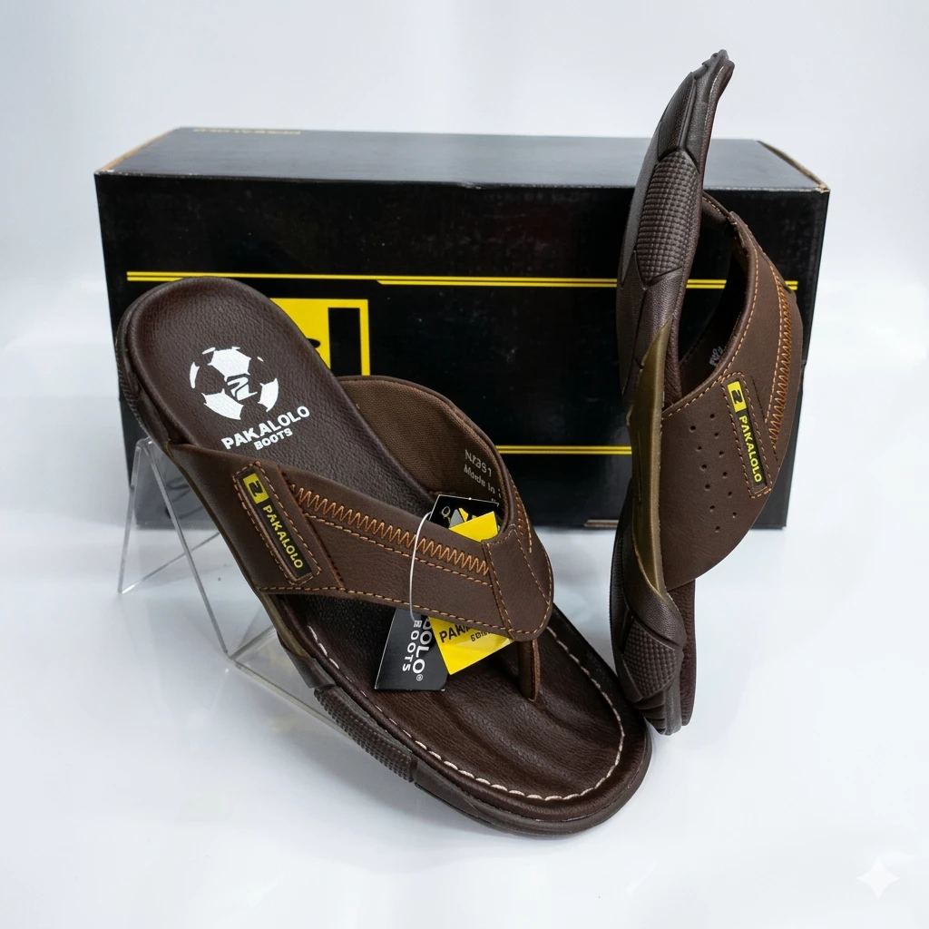 PAKALOLO SANDAL JEPIT PRIA BAHAN KULIT SOL MOTIF BOLA