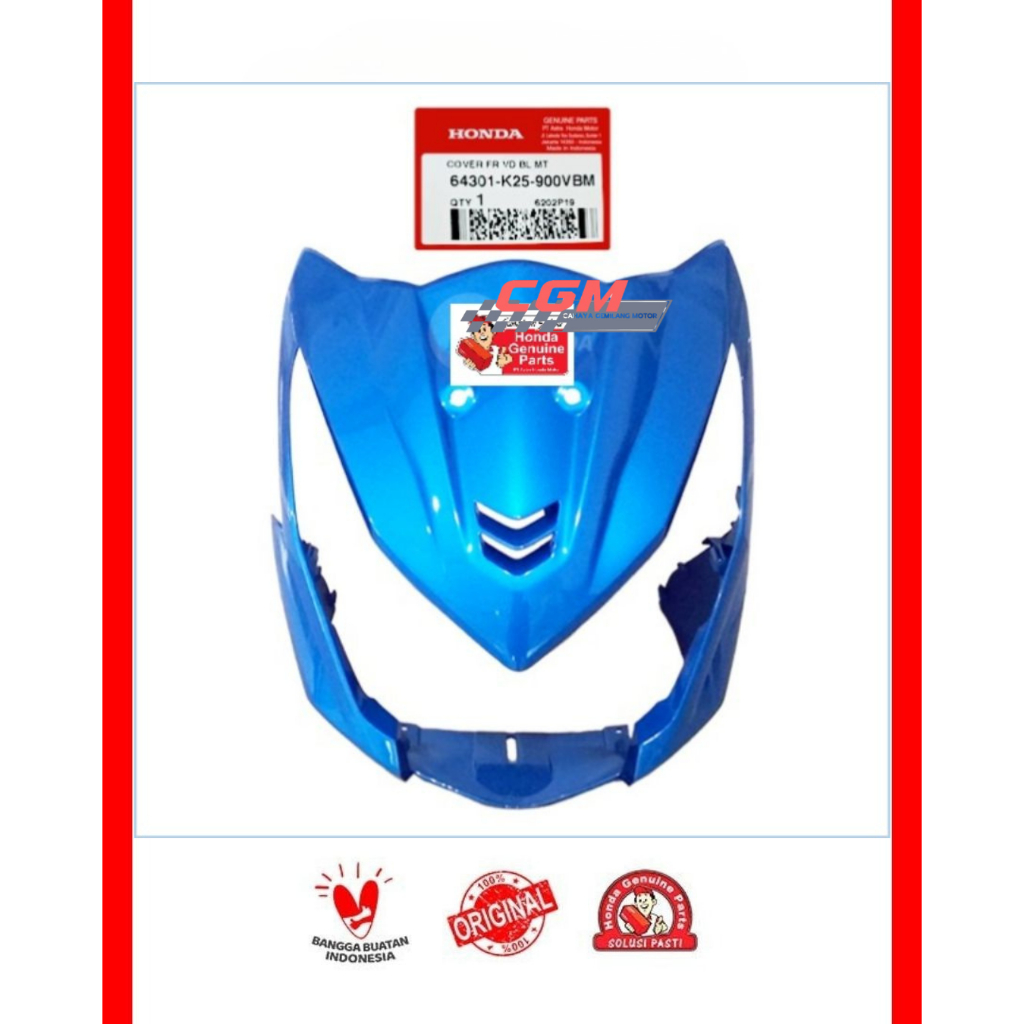 64301-K25-900VBM cover depan panel tameng lampu depan beat f1 biru ori honda