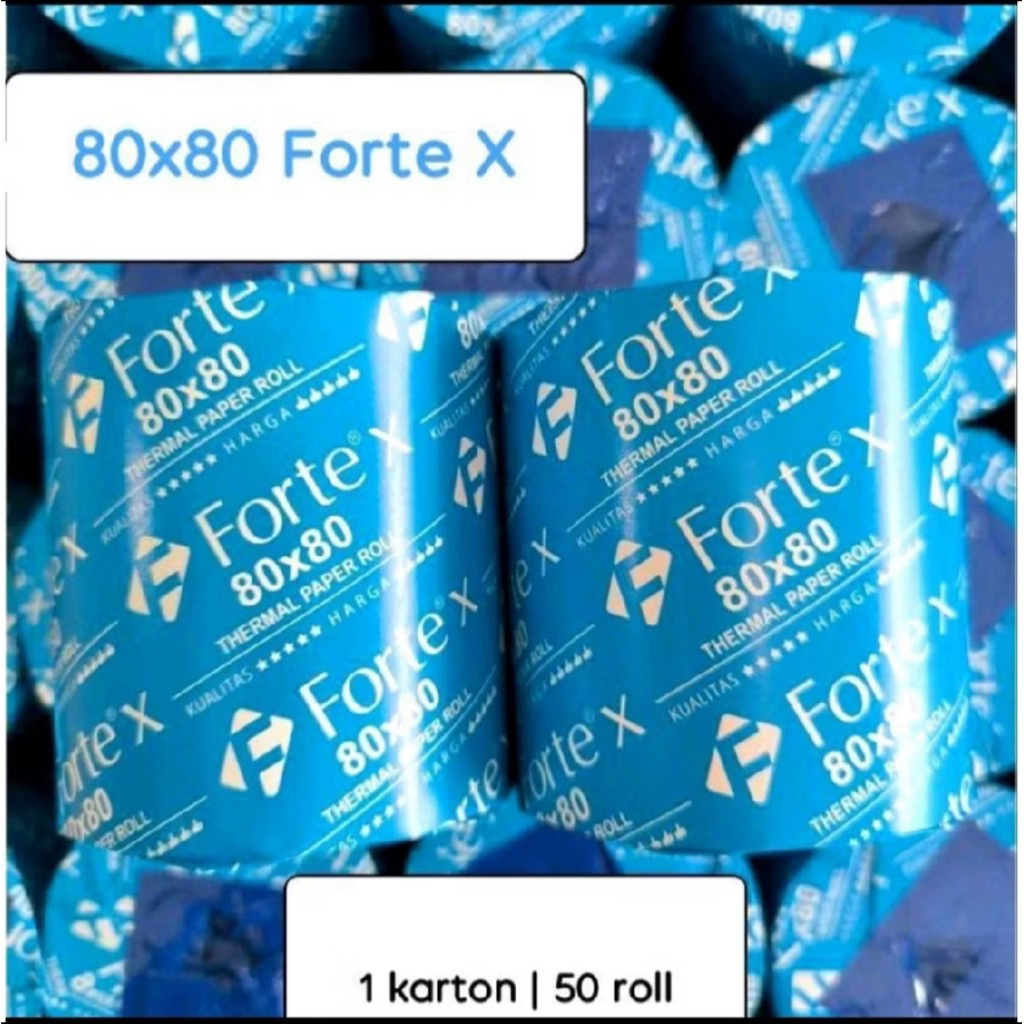 Kertas Thermal Struk Biru Forte 80x80 mm Perdus (50 Pcs)