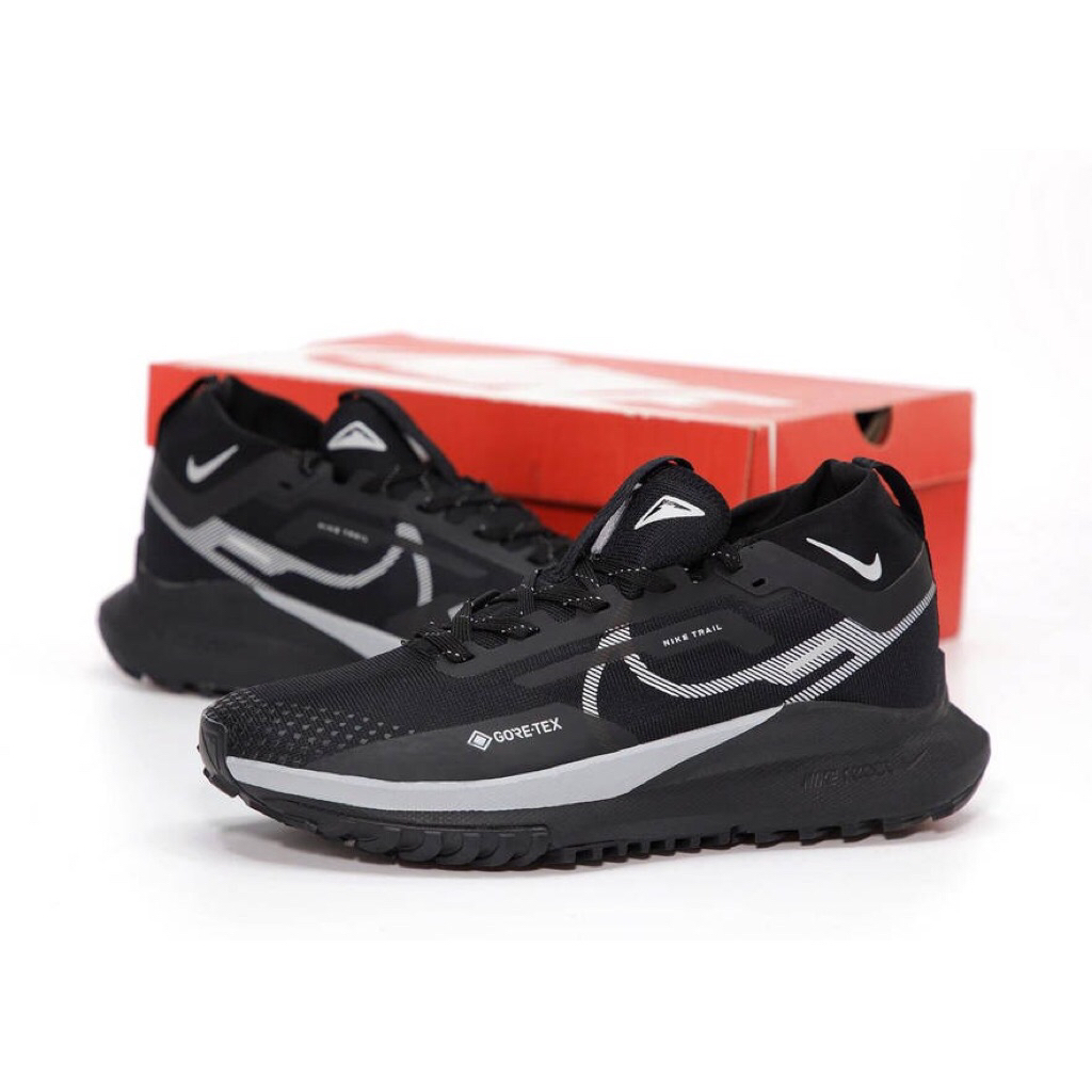 Blackshoes - Sepatu Sneakers Nike React Pegasus Trail 4 Gore-Tex Black Reflective