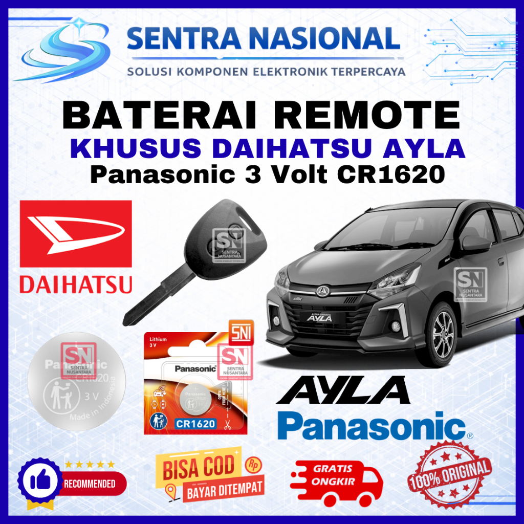 BATERAI REMOTE DAIHATSU AYLA ORIGINAL PANASONIC CR1620 | BATTERY REMOTE AYLA DAIHATSU KUALITAS BAGUS