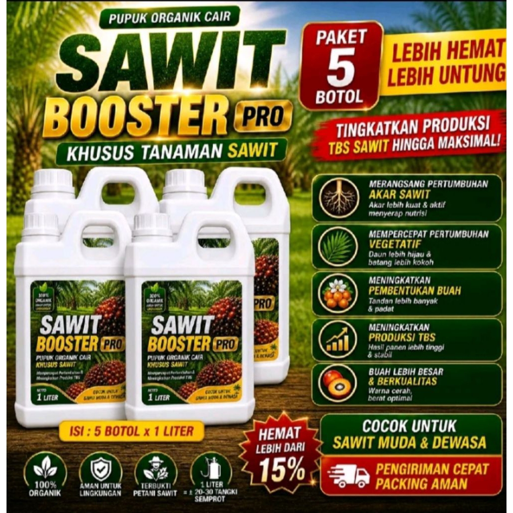 Paket 5 Pupuk Kelapa Sawit , Pupuk Pelebat buah sawit 1 Liter , Poc Boster sawit