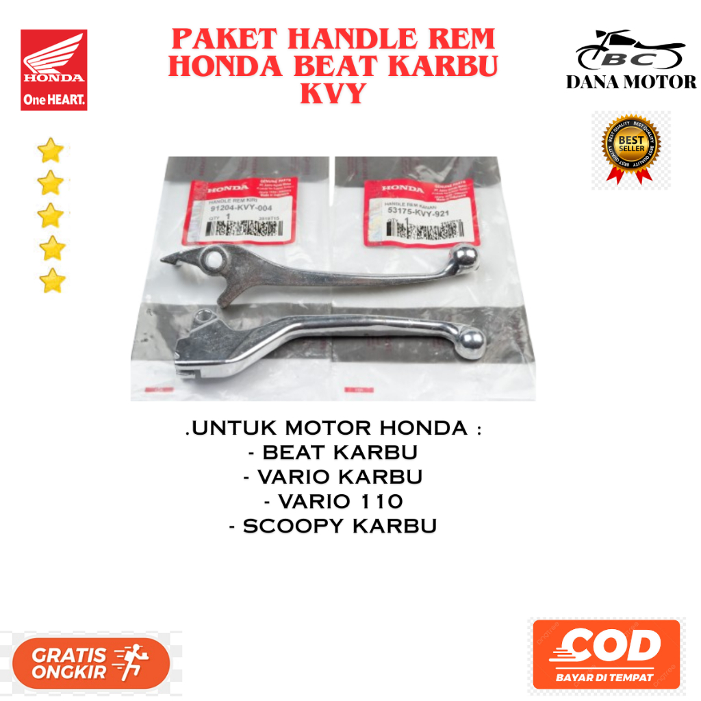 Hendel Rem Beat karbu Ori / Paket Handle Rem Honda Vario karbu Asli Bawaan Motor - KVY