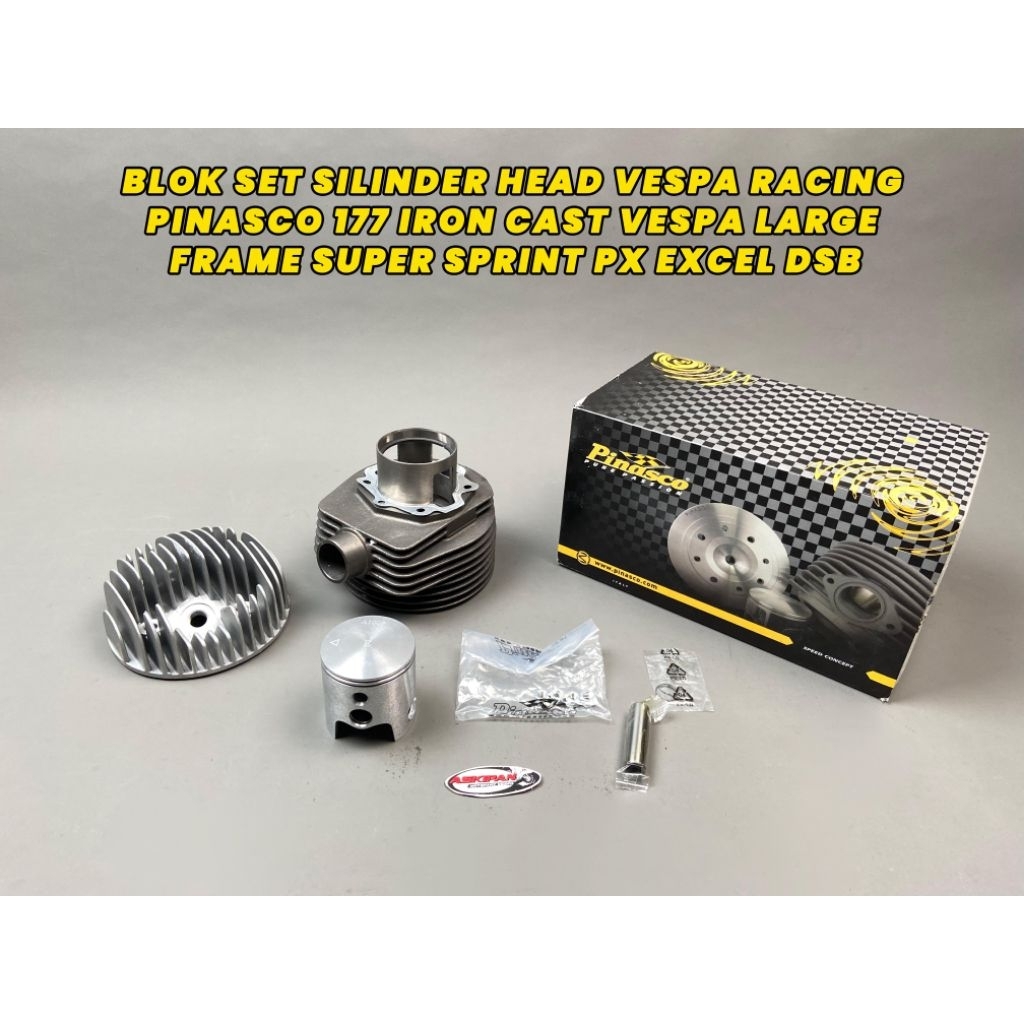 BLOK SET SILINDER HEAD VESPA RACING PINASCO 177 IRON CAST VESPA LARGE FRAME SUPER SPRINT PX EXCEL DS