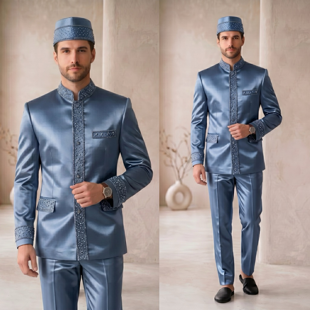Beskap bapak pengantin jumbo denim | Basofi bapak besan hajat | Beskap bapak pengantin payet lengkap