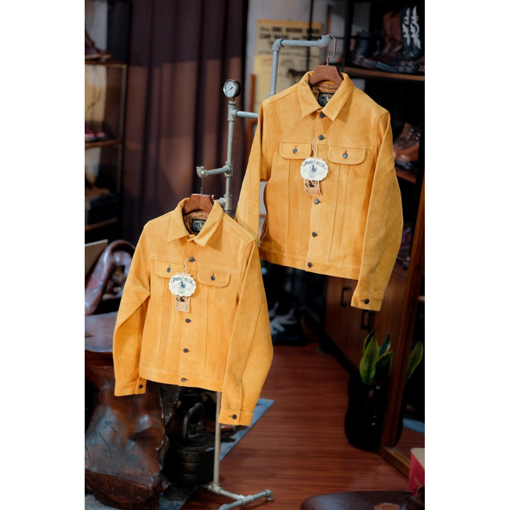 The Boxer Beige Suede Horsehide Leather Jacket Double Helix Made in Japan