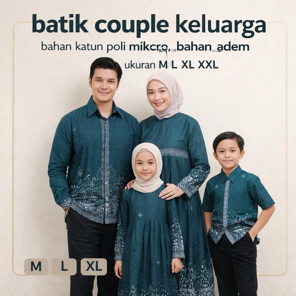 Baju Batik Couple Keluarga Motif Sutena Hijau