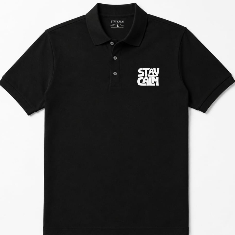 STAY CALM POLO SHIRT BASIC BAJU POLO REGULER COTTON COMBED HITAM PUTIH ABU MISTY NAVY COKLAT