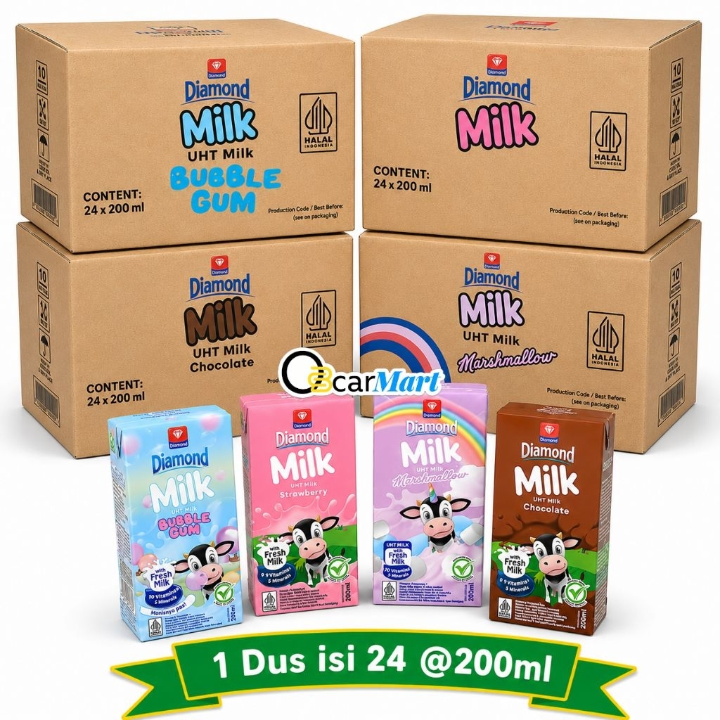 SUSU DIAMOND 1 dus 200ml isi 24 Cream Coklat Stroberi