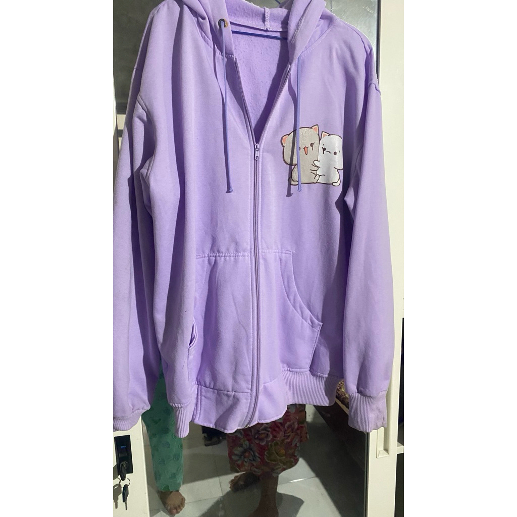 preloved hodie wanita buat olaharaga warna ungu muda