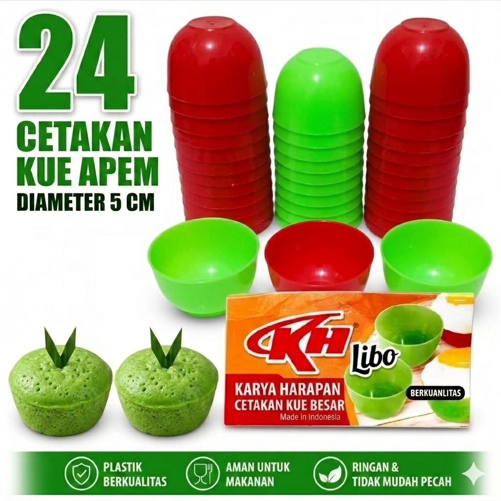 24 pcs Cetakan Kue Apem Besar 5 cm | Cetakan Kue Tradisional Plastik Tebal
