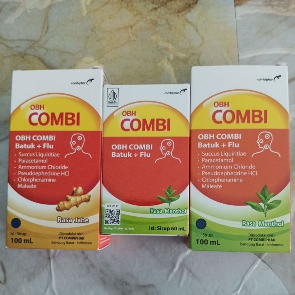 OBH combi Batuk & Flu jahe 100ml- OBH combi Batuk & Flu menthol 60ml - OBH combi batuk & flu menthol