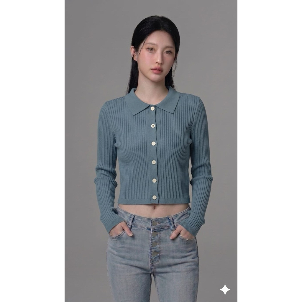 Cardigan wanita berwarna dusty blue