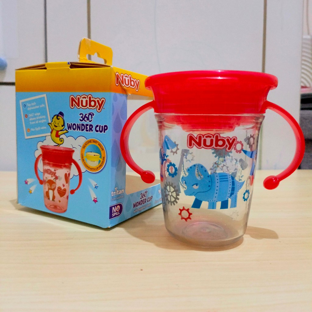 NEW Nuby Wonder Cup Tritan 240ml Glitter Training Cup | Preloved Ex Kado Gelas Minum Bayi Anak Mini 