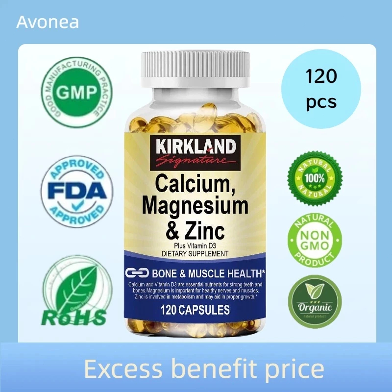 Kirkland Signature Calcium Magnesium Zinc - Plus Vitamin D3 & Boron - Mendukung Kesehatan Tulang & O