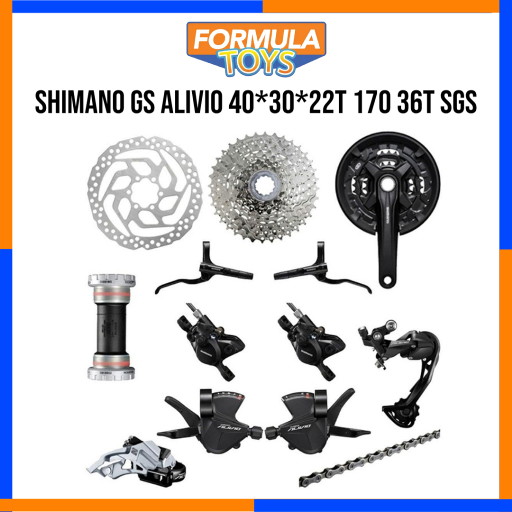 GROUPSET MTB 3X9 SPEED SHIMANO GS ALIVIO 40*30*22T 170 36T SGS BRAKE MECHANICAL